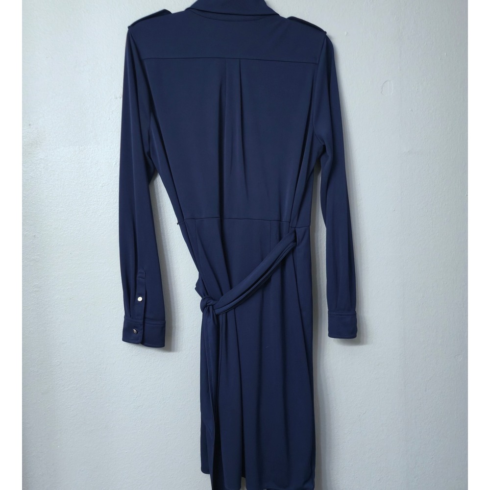 Lauren Ralph Lauren Navy Blue Military Wrap Dress Gold Buttons Size 12 - Picture 4 of 11